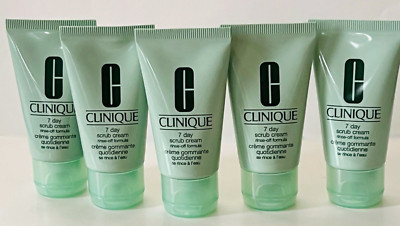 5 x Clinique 7 Day Scrub Cream Rinse-Off Formula 1 oz /30mL each Travel Size NEW