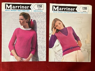 Vintage Marriner Strickmuster Damen DK Pullover Häkelkragen 830.1.7