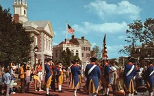 Postcard FL Disneyworld Liberty Square Fife & Drum Corps Chrome Vintage PC J1757