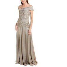 NWT 995 Rene Ruiz Collection Metallic Formal Draped Ruched Gown Dress 14