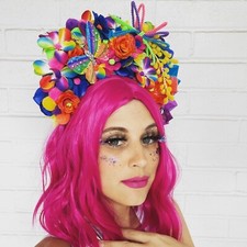 Rainbow Floral Crown Neon Butterfly Pride Par...