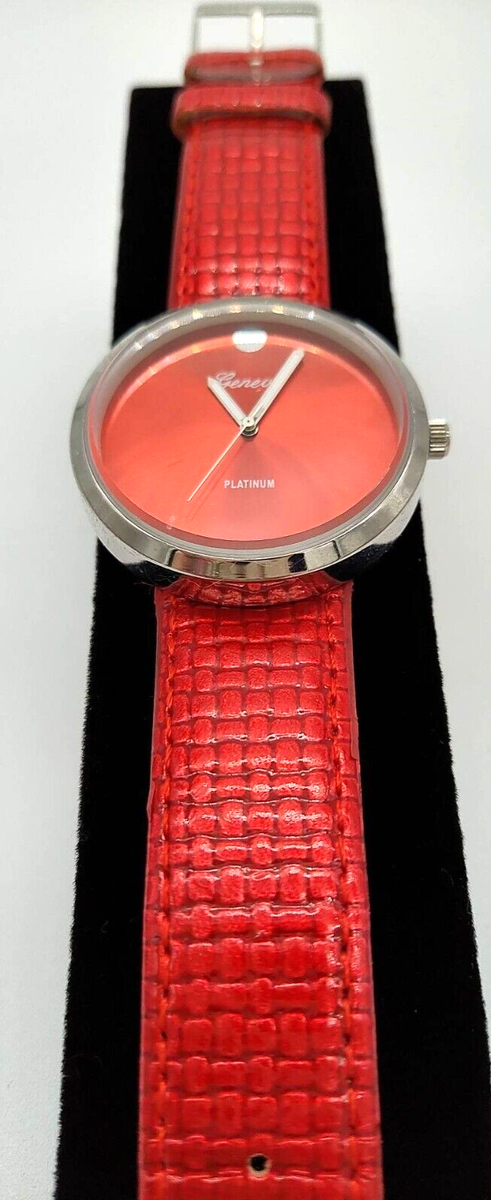 Geneva Watch NWT Red Leather Rhinestone Geneva | Accessories | 20 Geneva Platinum 6886 Silverred  main image 2