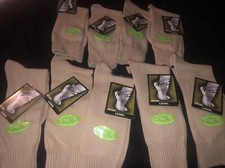 Vtg- Hanes Ultimate Mid-Calf Lycra Spandex Casual Socks Women's Tan 9 pair NEW