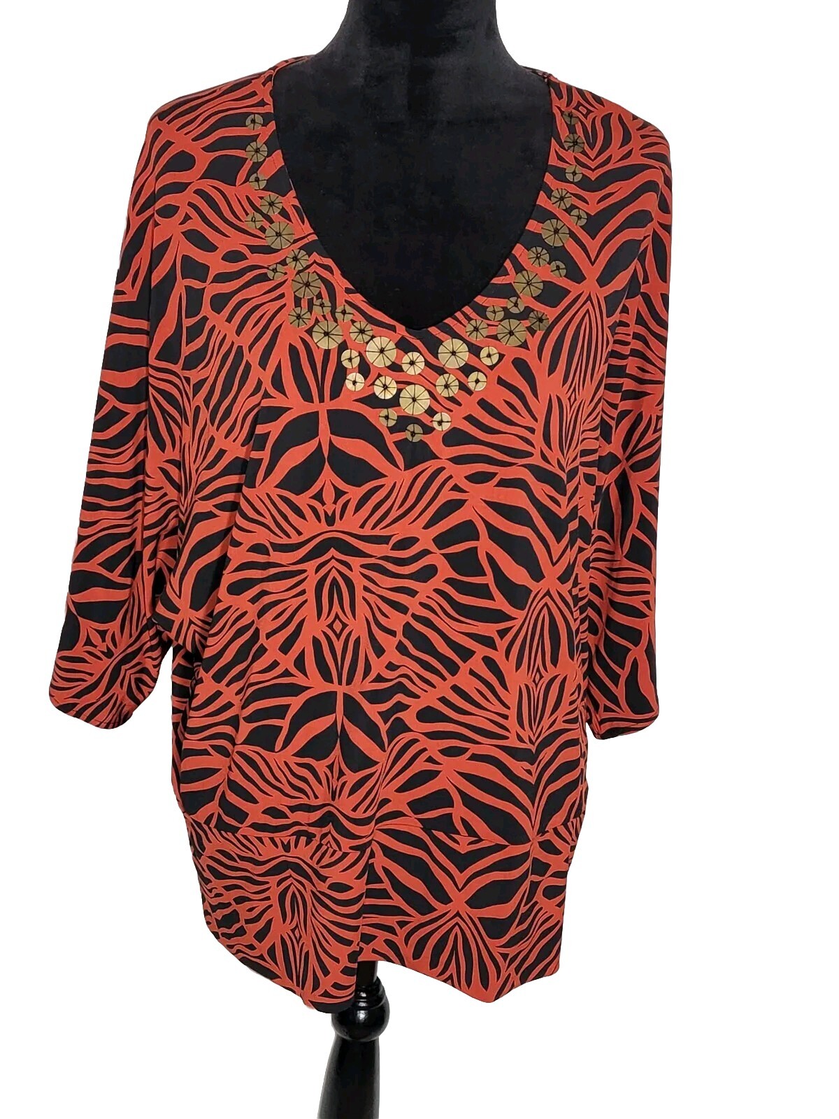 WOMENS SIZE L RUBY RD BLOUSSON PULLOVER BLOUSE RE… - image 1