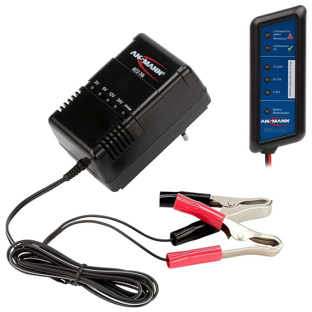 Chargeur automatique pour batteries 12V 24V ALCS 2-24A avec pinces de charge