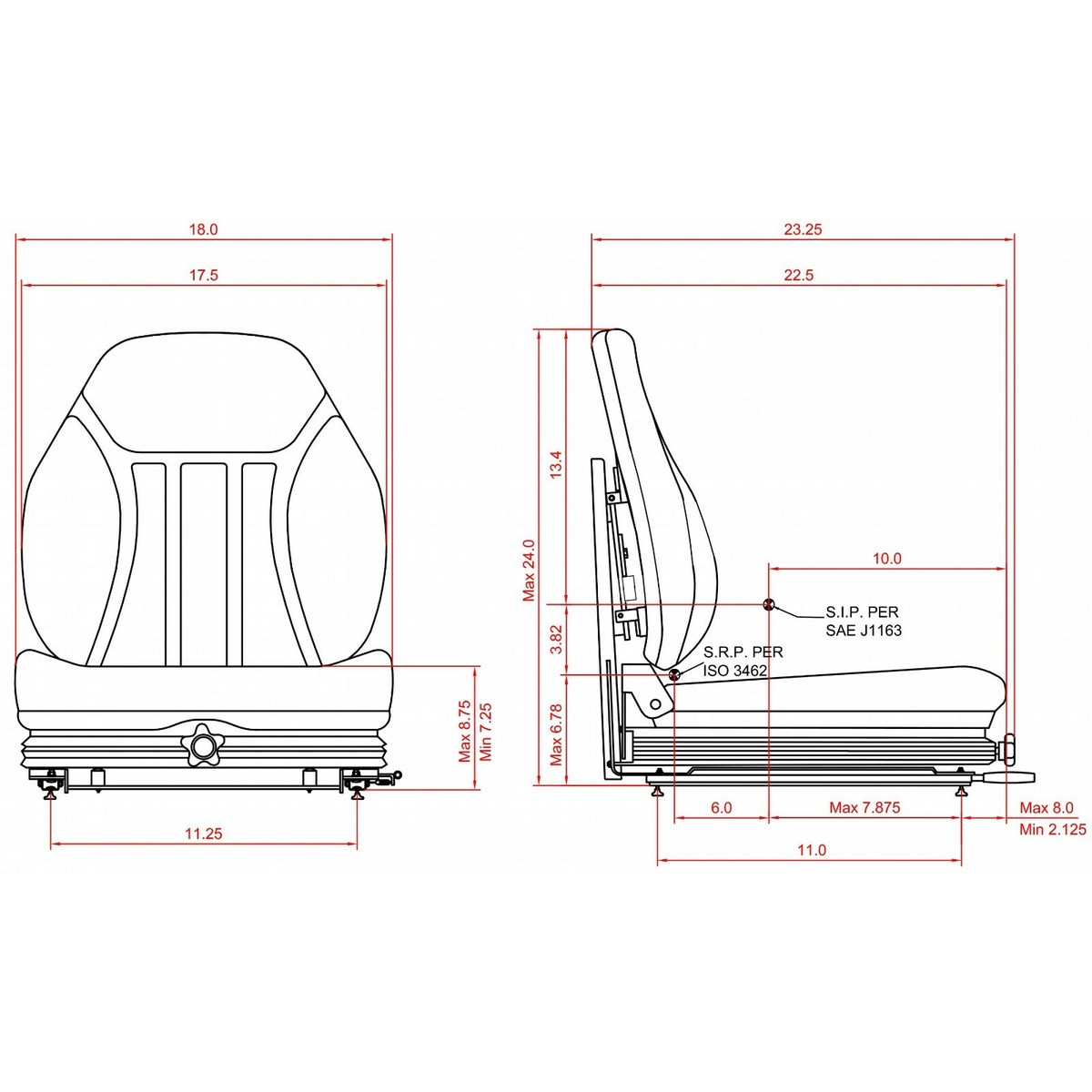 Suspension Seat for Bobcat Skid Steer 864 864G 873 873G 883
