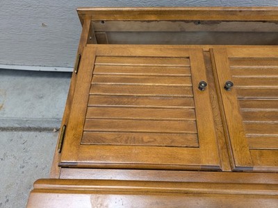 Vintage Ethan Allen Nutmeg Maple Nightstand Table Cabinet Louvered