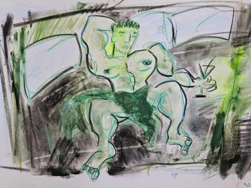 Vintage Original painting. Contemporary art. male.  portrait Gay Art.