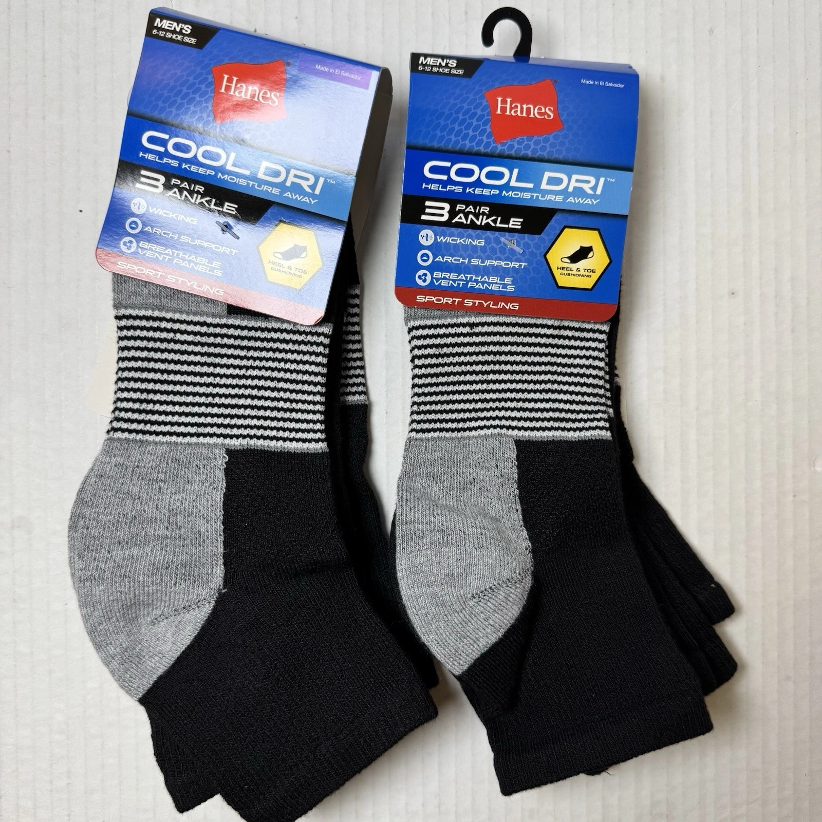 2 Hanes Cool DRI Men's Ankle Socks with Ventilation, 3-Pairs each…