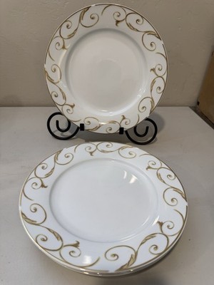 Vintage Gibson Everyday Designs Set Of 4 Dinner  Plates Retired EUC Gold Accent