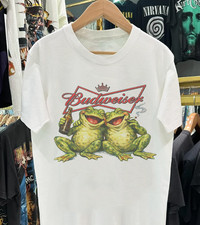 Bud Two Frogs Beer T-Shirt Vintage Retro Grap...