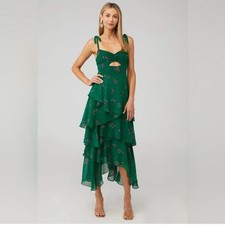 Flynn Skye Leona Midi Green Floral Dress XS