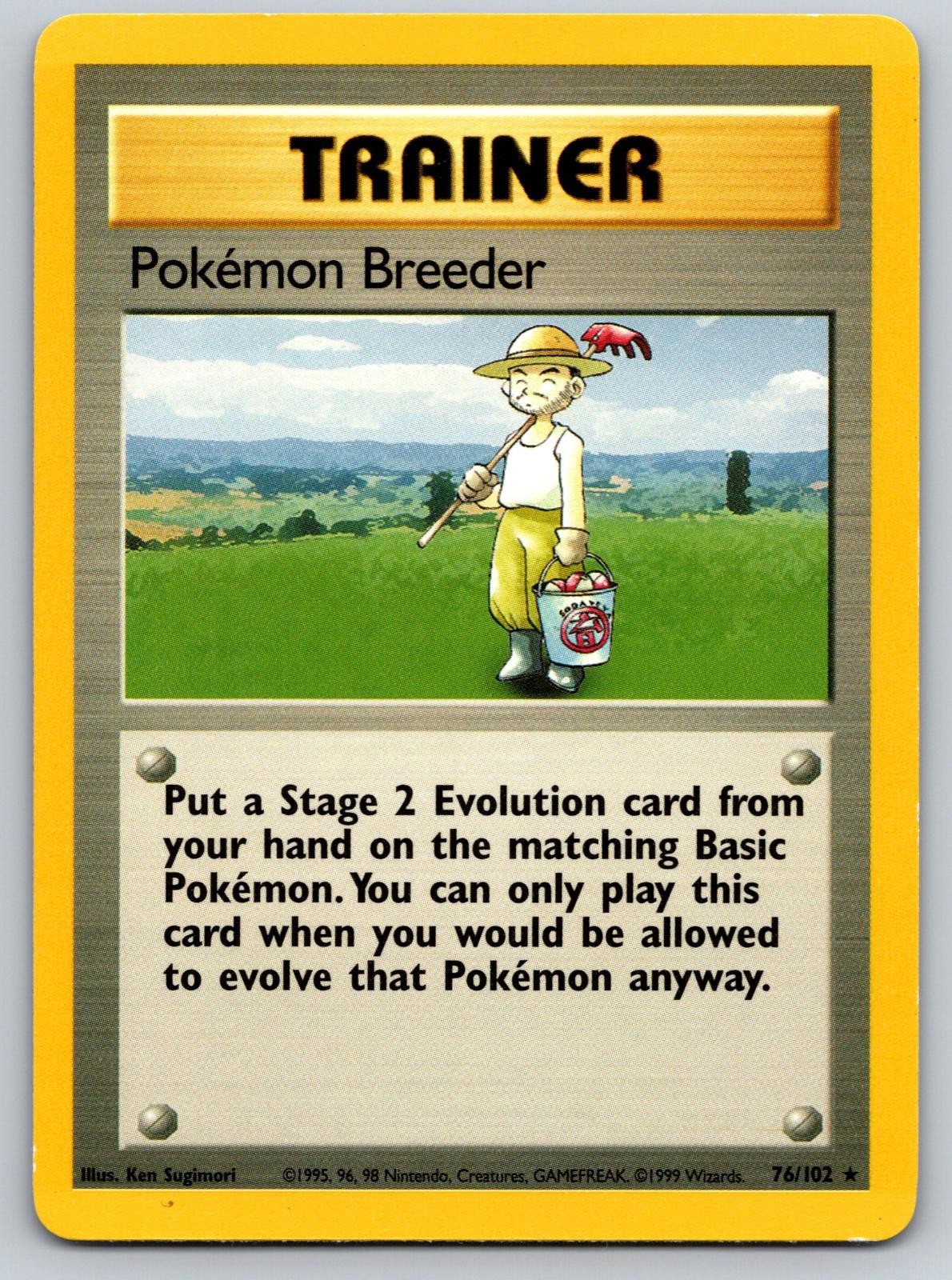 Pokemon Breeder 76/102 Rare Base Set Unlimited Pokemon Near Mint
