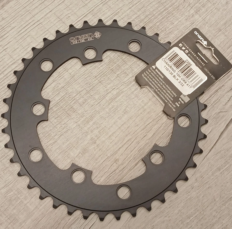 Origin8 Single Speed Chainring 41t 110mm/130mm 5-bolt Alloy Black 3/32" - Image 2 of 2