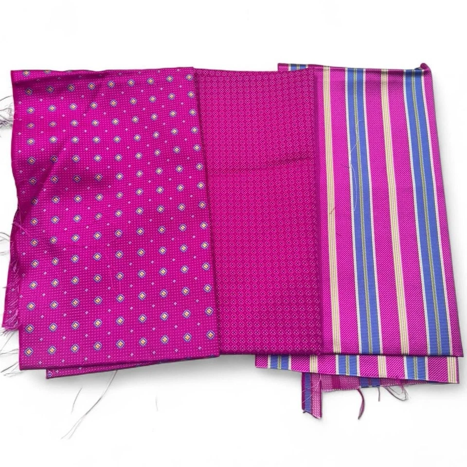 8 Piece Bundle 100% Italian Silk Fabric Magenta Remnants DIY Sewing - Image 3 of 4