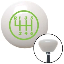 Green 6 Speed Shift Pattern - 6DR-RUL White Retro Shift Knob w/ M16x1.5 Insert