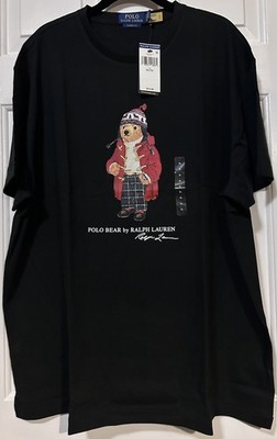 NWT Polo Ralph Lauren Classic Fit Polo Bear Winter T-Shirt XL Short Sleeve Black