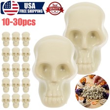 30  Halloween Mini Plastic Skull Heads Miniature Figurines Skulls Heads Decor US