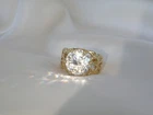 Vintage Sterling Silver 925 Gold Over Large 6ct CZ Solitaire Ring Size 9