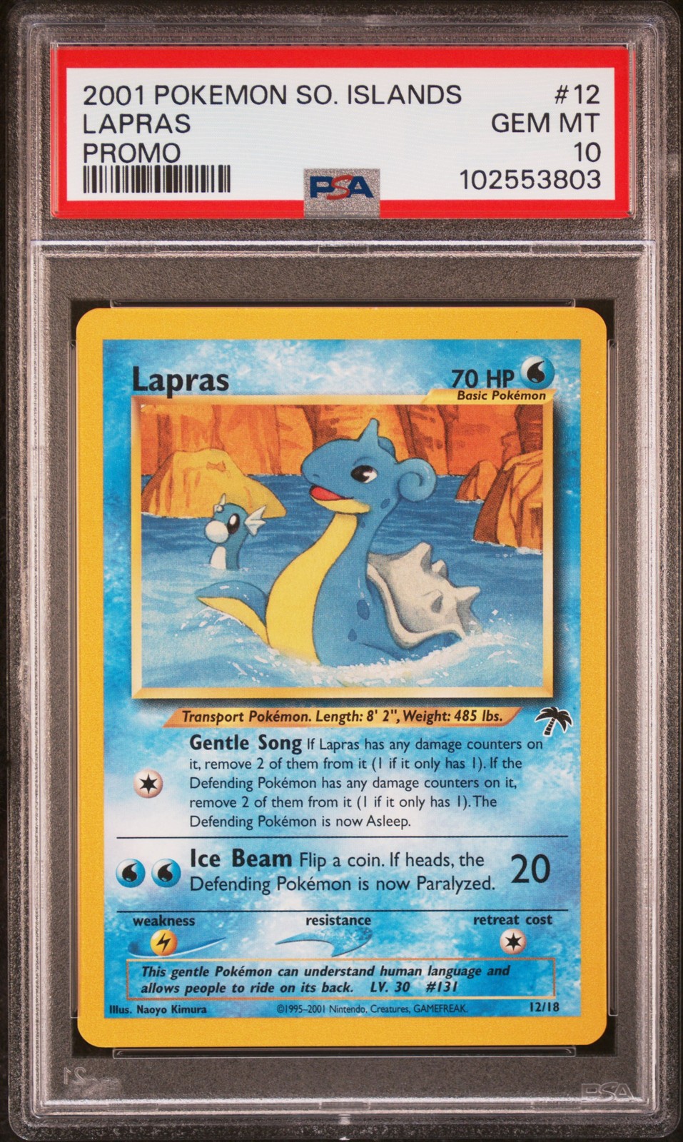 2001 POKEMON SOUTHERN ISLANDS PROMO #12 LAPRAS PSA 10