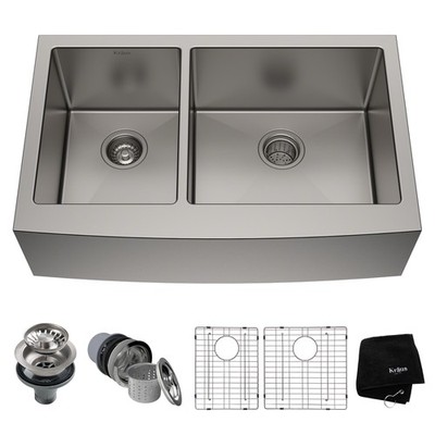 Kraus KHF204-33 Standart PRO 32-7/8'' Double Basin 16 Gauge - Stainless Steel