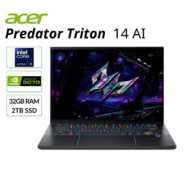 Acer Predator Triton 14 AI Copilot+ 14.5" Touch Laptop Ultra 9 32GB 2TB RTX 5070