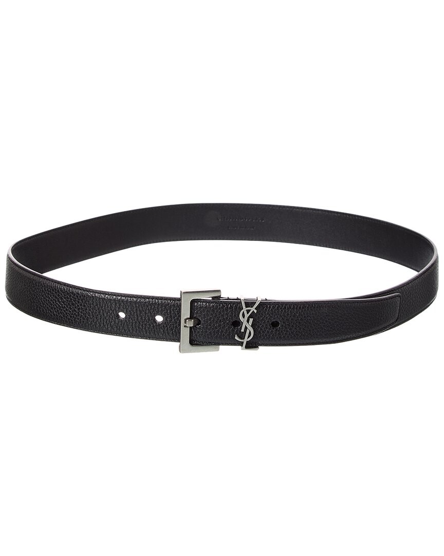 Saint Laurent Cassandre Leather Belt Mens Black 100 78090₽