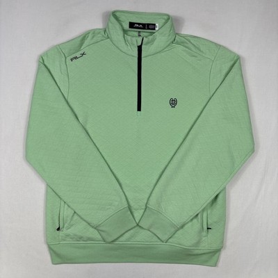 Ralph Lauren RLX Quilted 1/4 Zip Sweater Men's L Green Baltimore Country Club
