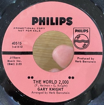 GARY KNIGHT The World 2,000 45 PHILIPS Promo Sleeve NM* RARE Psych Garage Fuzz
