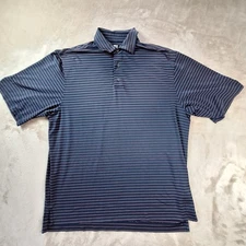 FootJoy Polo Shirt Mens Large Blue Striped Performance Spring Valley Golf Club