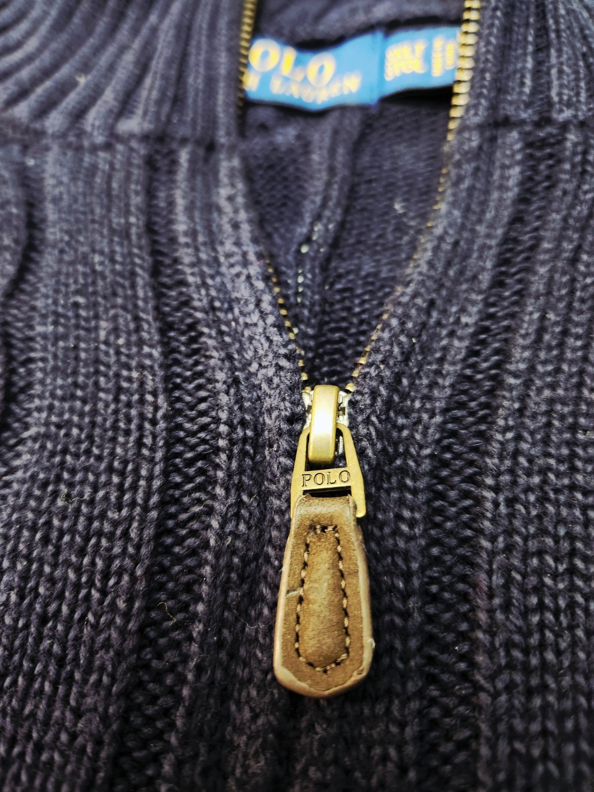 NWOT Men's Ralph Lauren Cable Knit Quarter Zip Sweater Navy Blue W/red Pony 3xlt thumbnail 6