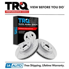 TRQ Performance Front Drilled Slotted Coated Brake Rotor Set for Subaru