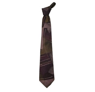 BBB NYC  VINTAGE MENS TIE  PURPLE PINK BRONZE AVANT GARDE GRAPHIC ART DECO