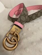 Women's Gucci Belt GG Leather Double G Gold Buckle Size 38 / 95 cm