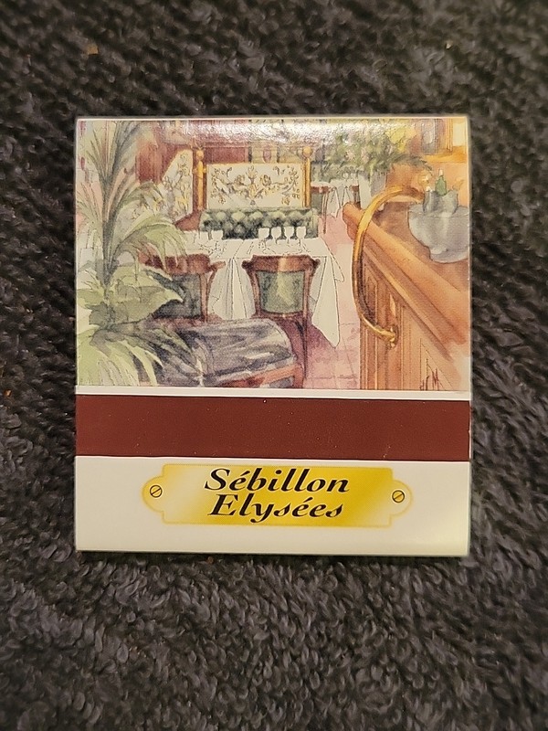 Rare Matchbook  Paris Sebillon Elysees , wood matchbook full unstruck Rare