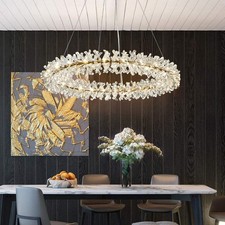 Crystal Chandeliers Flower Gold Modern Ceiling Lights Dining Room Living Room