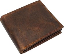 Men's RFID Blocking Vintage Leather Center Flap Bifold Credit Card ID Wallet...