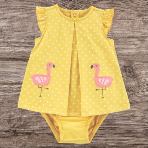 Carters Baby Mädchen Größe 12 Monate Flamingo Sonnenanzug Strampler Sommerkleid Body Neu mit Etikett - Bild 1 von 2