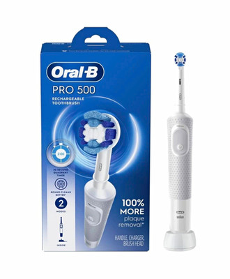 Oral-B Pro 500 Oscillating Rechargeable Electric Toothbrush Timer 2 Speed W/B