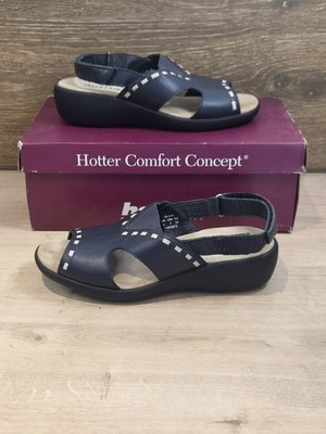 Hotter Olivia AF Sandalen UK 5 Navy Beige Atemberaubende Schuhe Hergestellt in UK