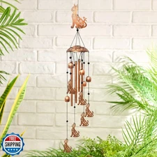 Cat Wind Chimes for Outside, Metal Windchimes Outdoors Birthday G