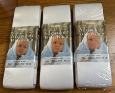 Wright’s TrimTex Blanket Binding 3 Pks Satin White 030 Color Fast 4.75 Yards NIP