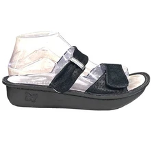 Alegria Women's Kar Black Suede Two Strap Platform Sandal Size 39 US 9
