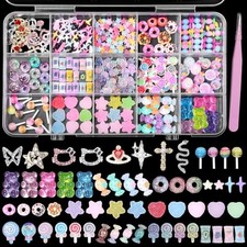 3D Mix Nail Charms Kit, Lollipop Nail Art Charms, Color Cute Gummy Bear Donut