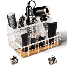 Hair Tool Organizer Countertop - Breathable Metal Bamboo Hot Tools Organize...
