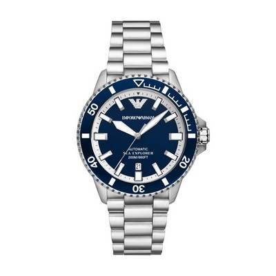Mens Automatic Wristwatch EMPORIO ARMANI SEA EXPLORER AR60079 Steel Blue 