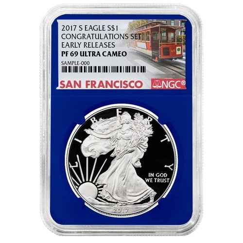 2017-S Proof $1 American Silver Eagle Congratulations Set NGC PF69UC Trolley ER