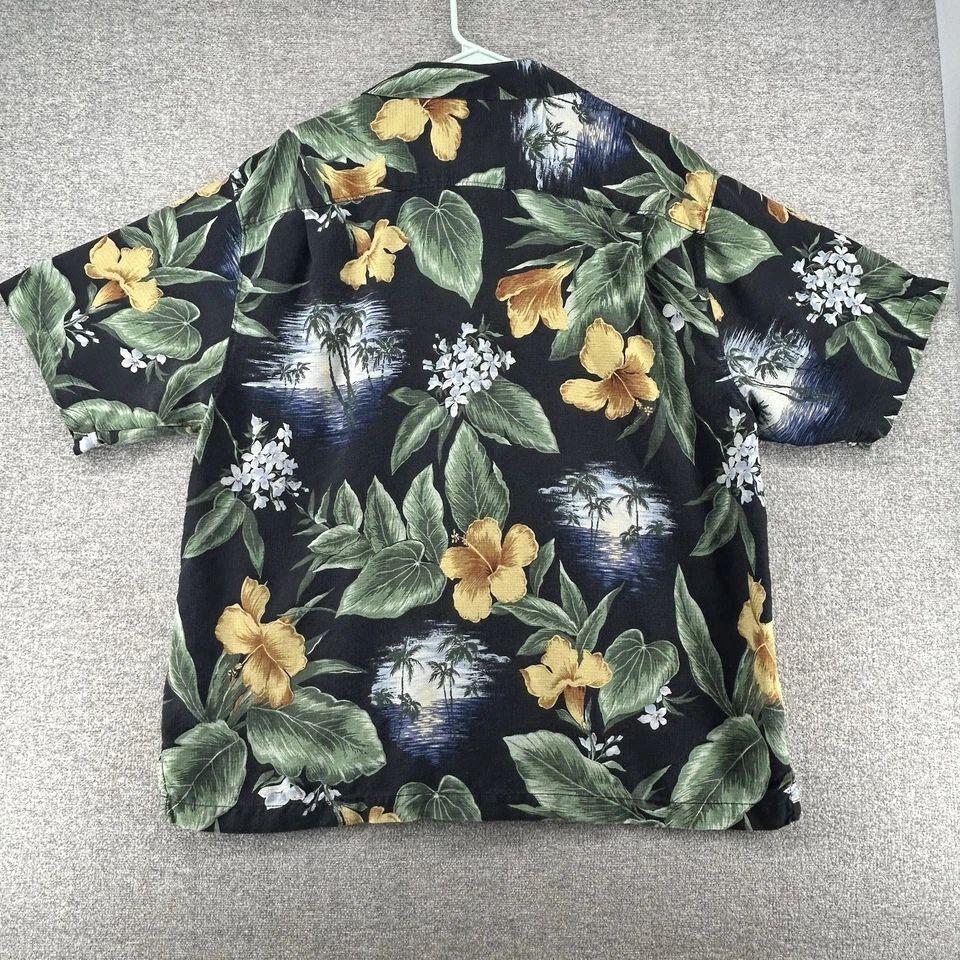 Camisa hawaiana Tommy Bahama para hombre talla XL 100 % seda floral negra informal Foto 2 de 4