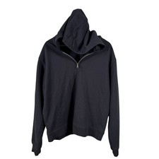 Zara Women's Hoodie Sweater Size Large Black Hooded Quarter Zip Pullover Jacket
