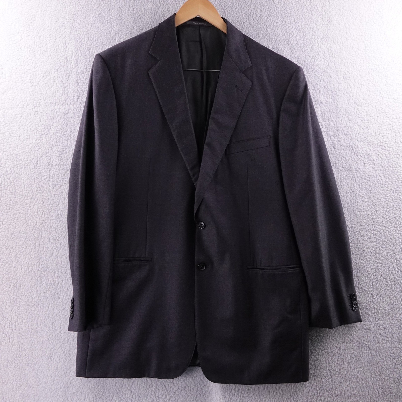 Ermenegildo Zegna Rochester Big Tall Mens Dark Gray Wool Suit Jacket Blazer 46L